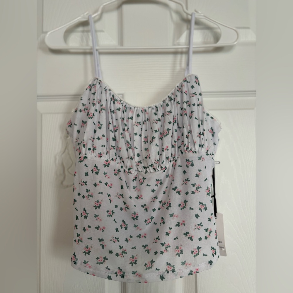 Faded Rose Floral Ruched Tank — Size XL — NWT — Soft Girl Aesthetic